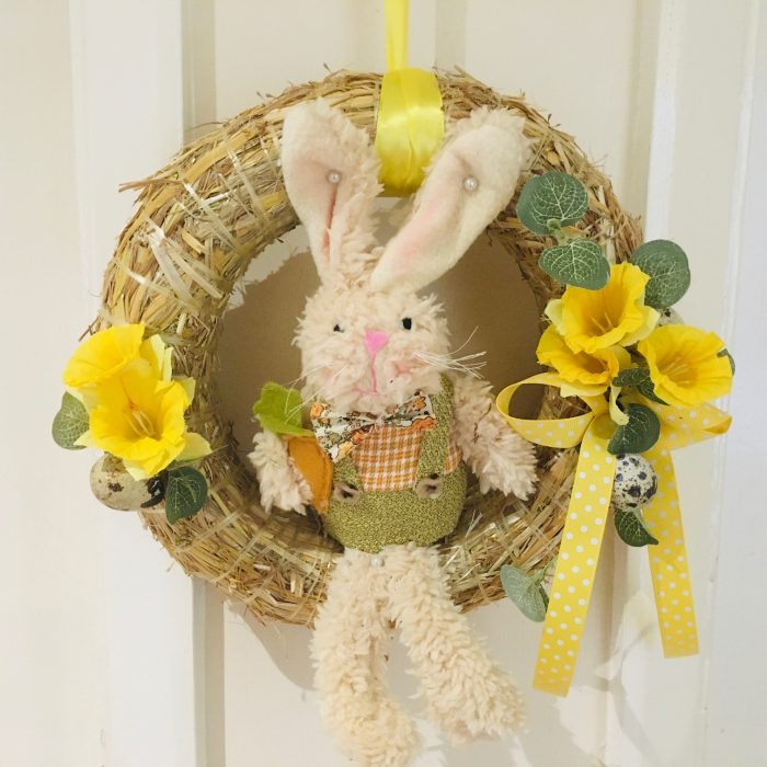 Easter Bunny in Straw Ring